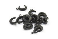 Black Moon Charm, 6 Oxidized Brass Black Textured Horn Charms With 1 Loop, Pendant, Jewelry Finding (12x3.60x3.65mm) N0302 S646