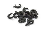 Black Moon Charm, 6 Oxidized Brass Black Textured Horn Charms With 1 Loop, Pendant, Jewelry Finding (12x3.60x3.65mm) N0302 S646