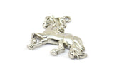 Silver Horse Charm, 2 Silver Tone Horse Charms With 1 Loop, Pendants, Jewelry Findings (26x25mm) N0247 H0501