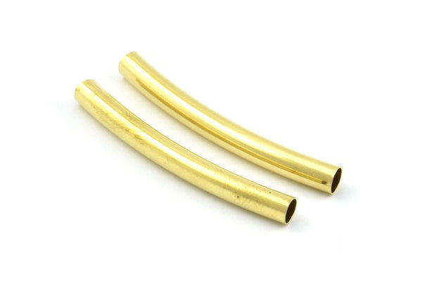 Curved Tube Beads - 24 Raw Brass Curved Tube Beads (4x40mm) Bs 1423