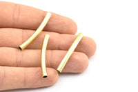 Curved Tube Beads - 24 Raw Brass Curved Tube Beads (4x40mm) Bs 1423