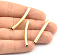 Curved Tube Beads - 24 Raw Brass Curved Tube Beads (4x40mm) Bs 1423