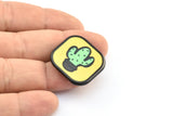 Fridge Magnet Parts, 5 Fridge Plastic Cactus Magnet Parts (27x27x2.2mm)
