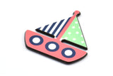 Fridge Magnet Parts, 3 Fridge Plastic Sailboat Magnet Parts (36x37x1.8mm)