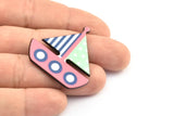 Fridge Magnet Parts, 3 Fridge Plastic Sailboat Magnet Parts (36x37x1.8mm)