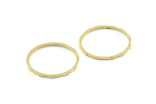 Brass Circle Connectors, 24 Raw Brass Textured Circle Connectors (18x0.8x1mm) BS 2318