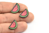 Fridge Magnet Parts, 8 Fridge Plastic Slice Watermelon Magnet Parts (18x10.5x2.2mm)