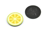 Fridge Magnet Parts, 4 Fridge Plastic Lemon Slice Magnet Parts (25x2mm)