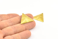 Brass Pyramid Triangle, 20 Raw Brass Pyramid Triangles with 2 Holes, Necklace Charms  (22x25mm) Brs 3045 A0024