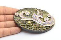 Vintage Black Belt, 1 Vintage Black Handcraft Belt Buckle (100x77mm) - Made In Germany BS 1288