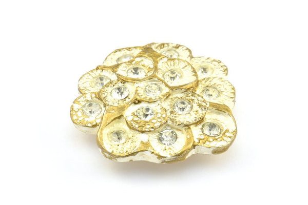 1 Vintage Flower Handcraft Belt Buckle With Stones (57x57mm) - Made In Germany BS 1244