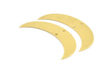 Moon Crescent Charm, 4 Raw Brass Moons with 2 Holes (57x12x0.80mm) BS 1996