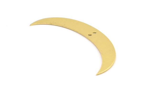 Moon Crescent Charm, 4 Raw Brass Moons with 2 Holes (57x9x0.80mm) BS 1998