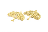 Brass Tree Charm, 2 Raw Brass Tree Charms With 1 Loop, Pendant, Findings (36.5x40x1.2mm) BS 2001