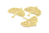 Brass Tree Charm, 2 Raw Brass Tree Charms With 1 Loop, Pendant, Findings (36.5x40x1.2mm) BS 2001