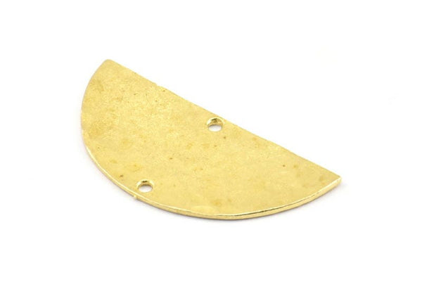 Hammered Half Moon, 4 Hammered Raw Brass Semi Circle Blanks with 2 Holes (33.5x15.5x0.8mm) BS 2004