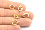 Brass Oval Setting, 10 Raw Brass Oval Settings With 2 Loops and 1 Pad Setting (17.5x10x3.4mm) BS 2031