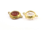 Brass Round Setting, 8 Raw Brass Round Settings With 2 Loops and 1 Pad Setting (19x14x3mm) BS 2035