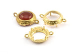 Brass Round Setting, 8 Raw Brass Round Settings With 2 Loops and 1 Pad Setting (19x14x3mm) BS 2035