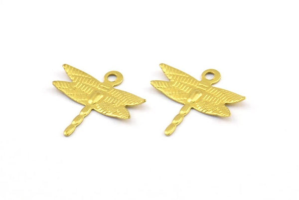 Brass Dragonfly Charm, 25 Raw Brass Dragonfly Charms, Findings (15mm) Brs 1997 A0502