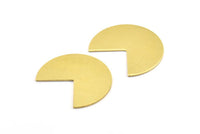 Brass Quarter Blank, 10 Raw Brass Three Quarters Stamping Blank Pendant Without Holes (30x25x0.80mm) B0129
