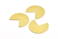 Brass Quarter Blank, 10 Raw Brass Three Quarters Stamping Blank Pendant Without Holes (30x25x0.80mm) B0129