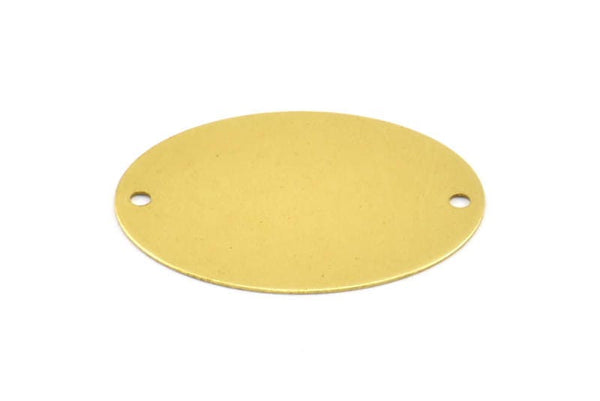 Brass Stamping Cabochon, 10 Raw Brass 2 Holes Stamping Tag Connectors, Cabochon Tags, Findings (32x24mm) Brs 593 A0175