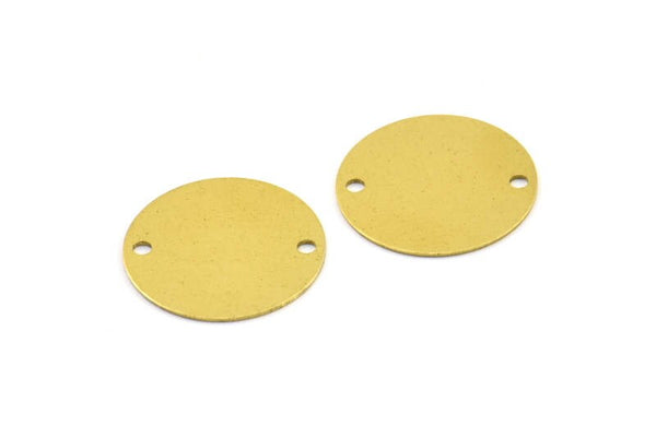 Brass Stamping Tag, 50 Raw Brass Stamping Tag With 2 Holes Connectors, Stamping Tags (16mm) Brs 64 ( A0256 )