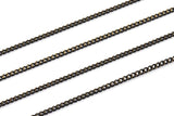 Black Shiny Chain, 3 Meters - 9.9 Feet (2x2.5mm) Black Antique Brass Sparkle Bright Faceted Soldered Curb Chain - Z061