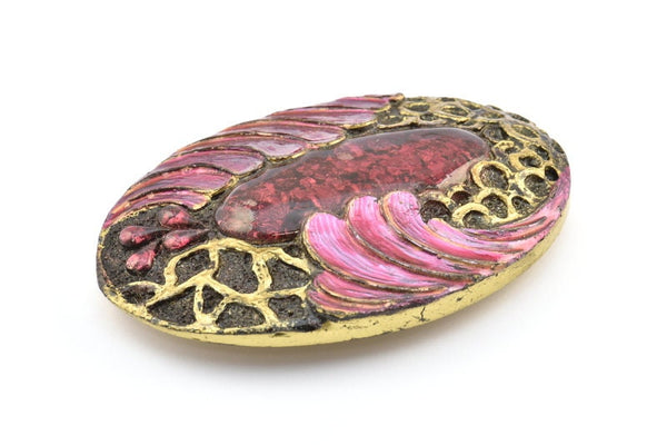 1 Vintage Handcraft Belt Buckle With Stone (117x81mm) - Made in Germany BS 1288