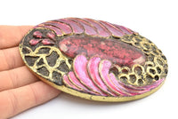 1 Vintage Handcraft Belt Buckle With Stone (117x81mm) - Made in Germany BS 1288