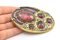 1 Vintage Handcraft Belt Buckle With Stone (102x67mm) - Made in Germany BS 1244
