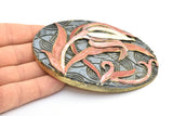 1 Vintage Flower Handcraft Belt Buckle - Made In Germany 109x74mm BS 1244