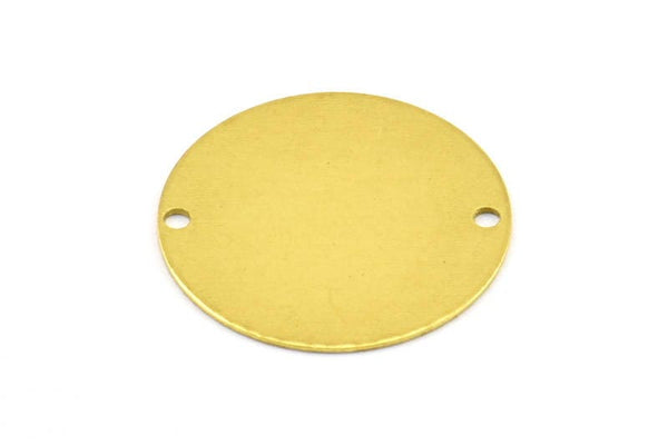 Brass Round Connector, 50 Raw Brass Round Connector Tags, Charms, Findings, Stamping Tag (20mm) Brs62 A0257