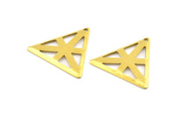 Brass Triangle Charm, 20 Raw Brass Triangle Charms With 1 Hole (22x25mm) Brs 3025 A0090