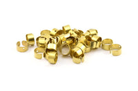 Brass Ear Cuffs, 50 Raw Brass Ear Cuffs With One Hole Round Findings (9mm) D0035