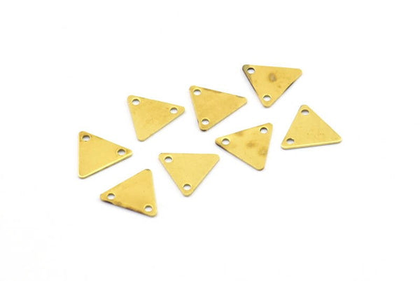 Tiny Triangle Charm, 500 Raw Brass Triangle Charms With 2 Holes (9x10mm) A0049