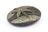 Vintage Black Belt, 1 Vintage Black Handcraft Belt Buckle (93x73mm) - Made In Germany YS44