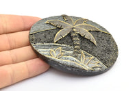 Vintage Black Belt, 1 Vintage Black Handcraft Belt Buckle (93x73mm) - Made In Germany YS44