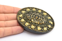 Vintage Black Belt, 1 Vintage Black Handcraft Belt Buckle (82x70mm) - Made In Germany  YS60