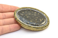 Vintage Black Belt, 1 Vintage Black Handcraft Belt Buckle (82x67mm) - Made In Germany  BS 1305