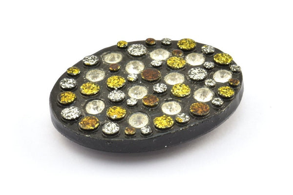 1 Vintage Handcraft Belt Buckle With Stone (66x50mm) - Made in Germany BS 1244