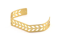 Brass Chevron Cuff - 1 Raw Brass Chevron Bracelet Blank Bangle With 2 Holes (12x145x0.8mm) T105-0