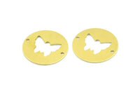 Brass Butterfly Connector, 10 Raw Brass Butterfly Connectors With 2 Holes, Findings, Charms (23x0.9mm) K618