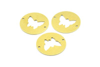 Brass Butterfly Connector, 10 Raw Brass Butterfly Connectors With 2 Holes, Findings, Charms (23x0.9mm) K618