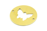 Brass Butterfly Connector, 10 Raw Brass Butterfly Connectors With 2 Holes, Findings, Charms (23x0.9mm) K618