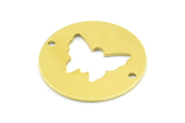 Brass Butterfly Connector, 10 Raw Brass Butterfly Connectors With 2 Holes, Findings, Charms (23x0.9mm) K618