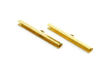 50mm Ribbon Crimp, 6 Raw Brass Ribbon Crimp Ends With Loop, Findings (50mm) D0341