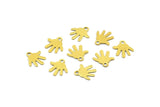 Brass Hello Charm, 50 Raw Brass Hand Charms (9mm) Brs 700 A0200