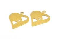 Brass Heart Blank, 6 Raw Brass Heart Stamping Blank (35x30x0.80mm) D0189--Y349 Y093